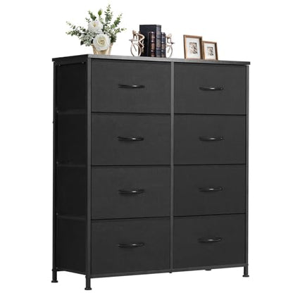 Fabric Dresser Storage Unit with Metal Frame and Wooden Top Chest Organizer