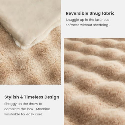 Faux Fur Throw Blanket Soft Plush Bubble Blanket for Couch Sofa Bedroom Living Room