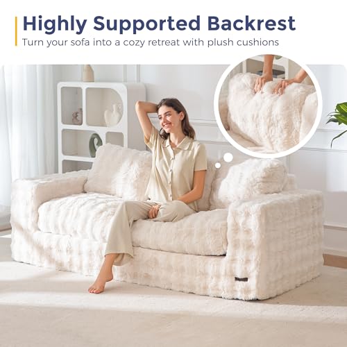 Tufted Loveseat Sofa for Small Spaces No Assembly Bean Bag Style Couch