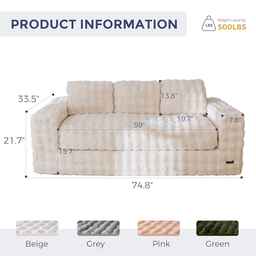 Tufted Loveseat Sofa for Small Spaces No Assembly Bean Bag Style Couch