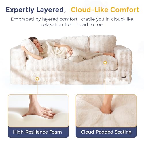 Tufted Loveseat Sofa for Small Spaces No Assembly Bean Bag Style Couch