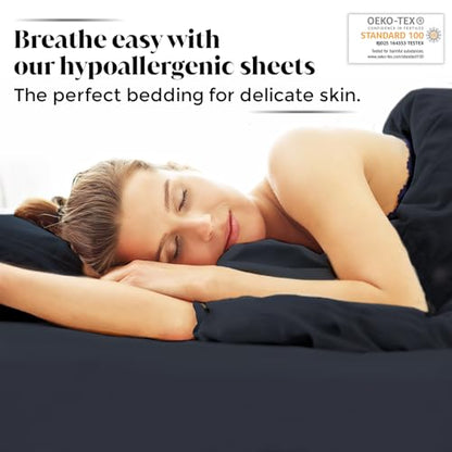 Luxury Bamboo Viscose Bed Sheet Set Ultra Soft Cooling Deep Pocket Sheets Full Size Organic Fabric