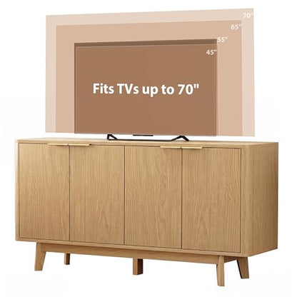 TV Stand for 70 Inch TVs with Sliding Doors and Storage Cabinets