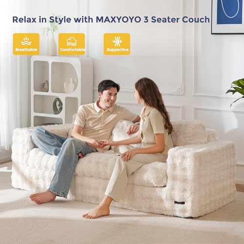 Tufted Loveseat Sofa for Small Spaces No Assembly Bean Bag Style Couch