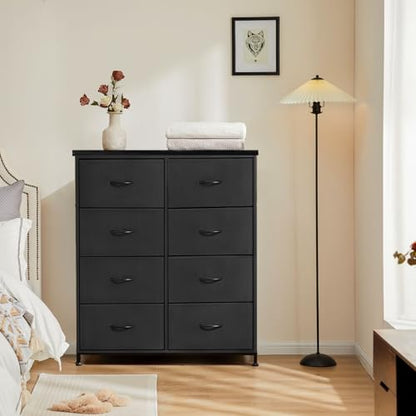 Fabric Dresser Storage Unit with Metal Frame and Wooden Top Chest Organizer