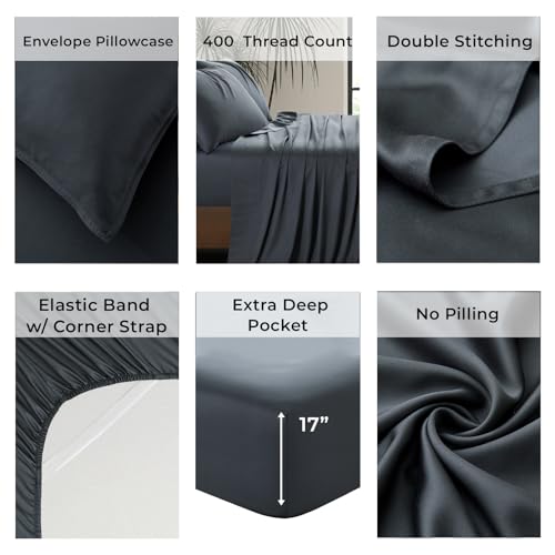 Luxury Bamboo Viscose Bed Sheet Set Ultra Soft Cooling Deep Pocket Sheets Full Size Organic Fabric