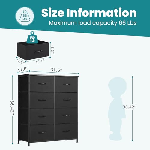 Fabric Dresser Storage Unit with Metal Frame and Wooden Top Chest Organizer