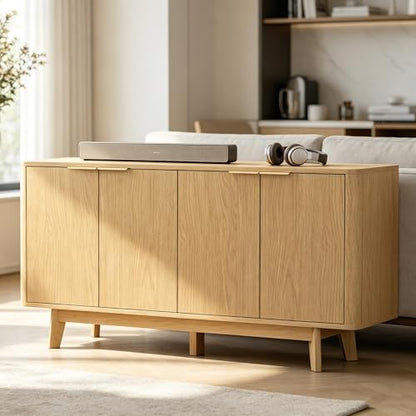TV Stand for 70 Inch TVs with Sliding Doors and Storage Cabinets