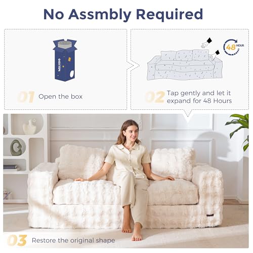 Tufted Loveseat Sofa for Small Spaces No Assembly Bean Bag Style Couch