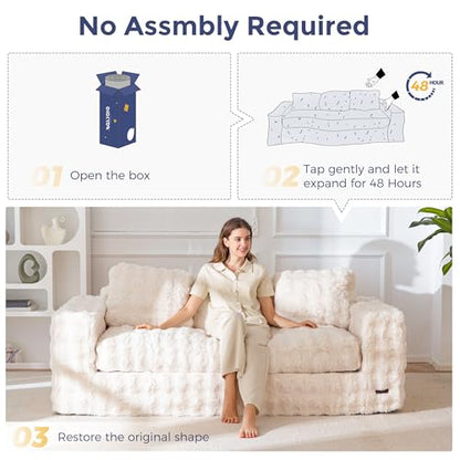 Tufted Loveseat Sofa for Small Spaces No Assembly Bean Bag Style Couch