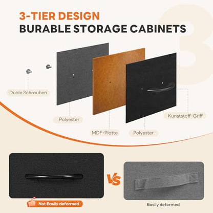 7-Drawer Fabric Dresser Storage Tower with Steel Frame and Wood Top