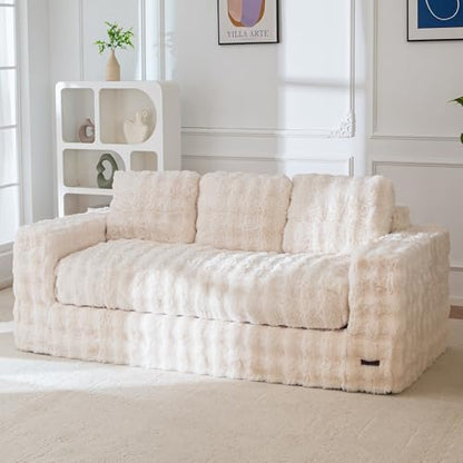 Tufted Loveseat Sofa for Small Spaces No Assembly Bean Bag Style Couch