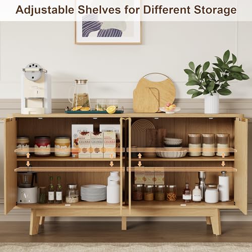 TV Stand for 70 Inch TVs with Sliding Doors and Storage Cabinets