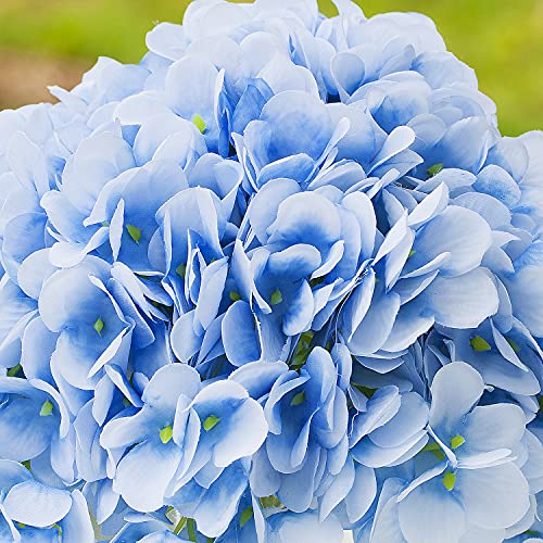 Silk Hydrangea Floral Arrangement in Cube Glass Vase with Faux Water Home Decor