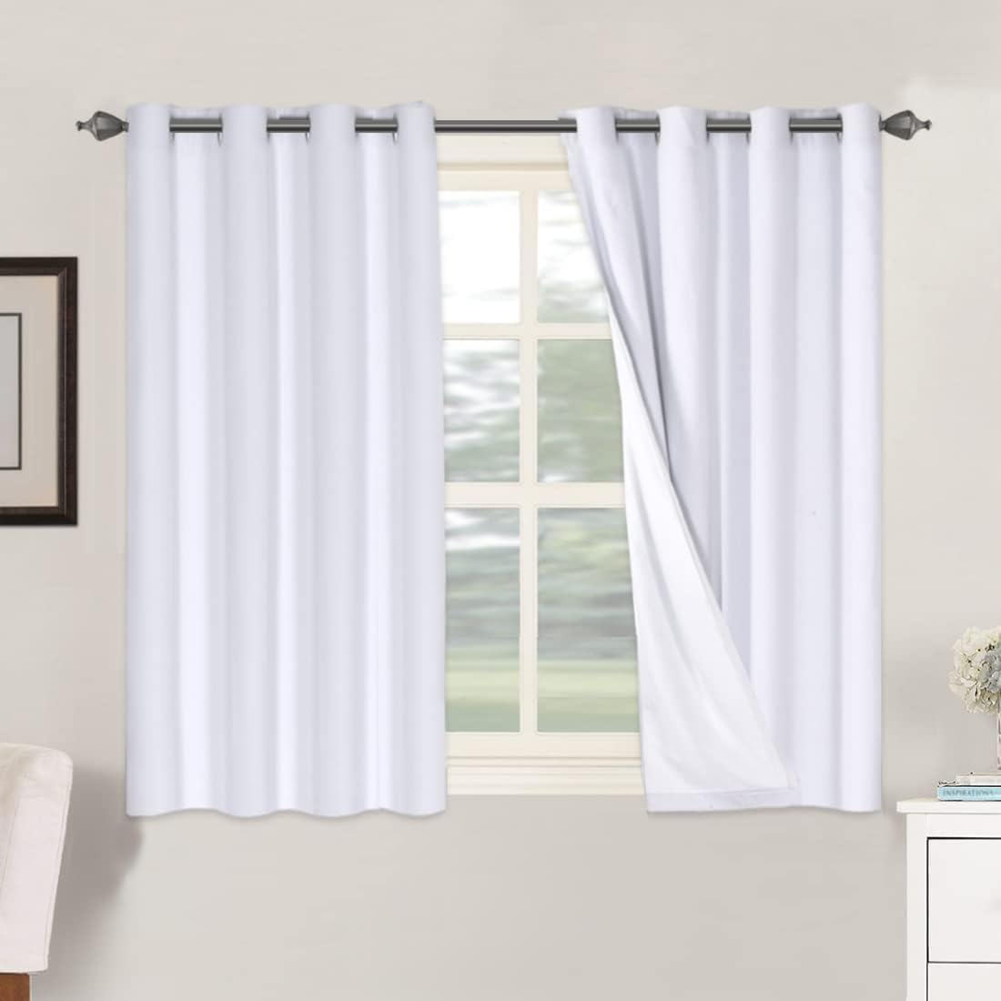 Linen Blackout Curtains Thick Textured Thermal Insulated Extra Wide Grommet Patio Door Drapes