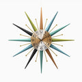 Mid-Century Star Shaped Metal Crystal Wall Clock Silent Decorative Wall Clock for Living Room Bedroom Dining Room Office Porch