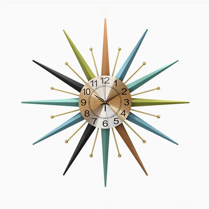 Mid-Century Star Shaped Metal Crystal Wall Clock Silent Decorative Wall Clock for Living Room Bedroom Dining Room Office Porch