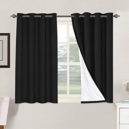 Linen Blackout Curtains Thick Textured Thermal Insulated Extra Wide Grommet Patio Door Drapes