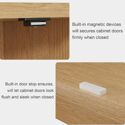 TV Stand for 70 Inch TVs with Sliding Doors and Storage Cabinets