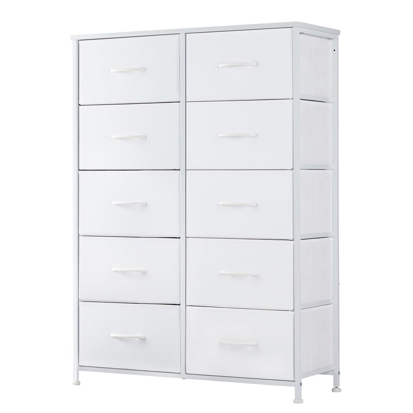 Fabric Dresser Storage Unit with Metal Frame and Wooden Top Chest Organizer