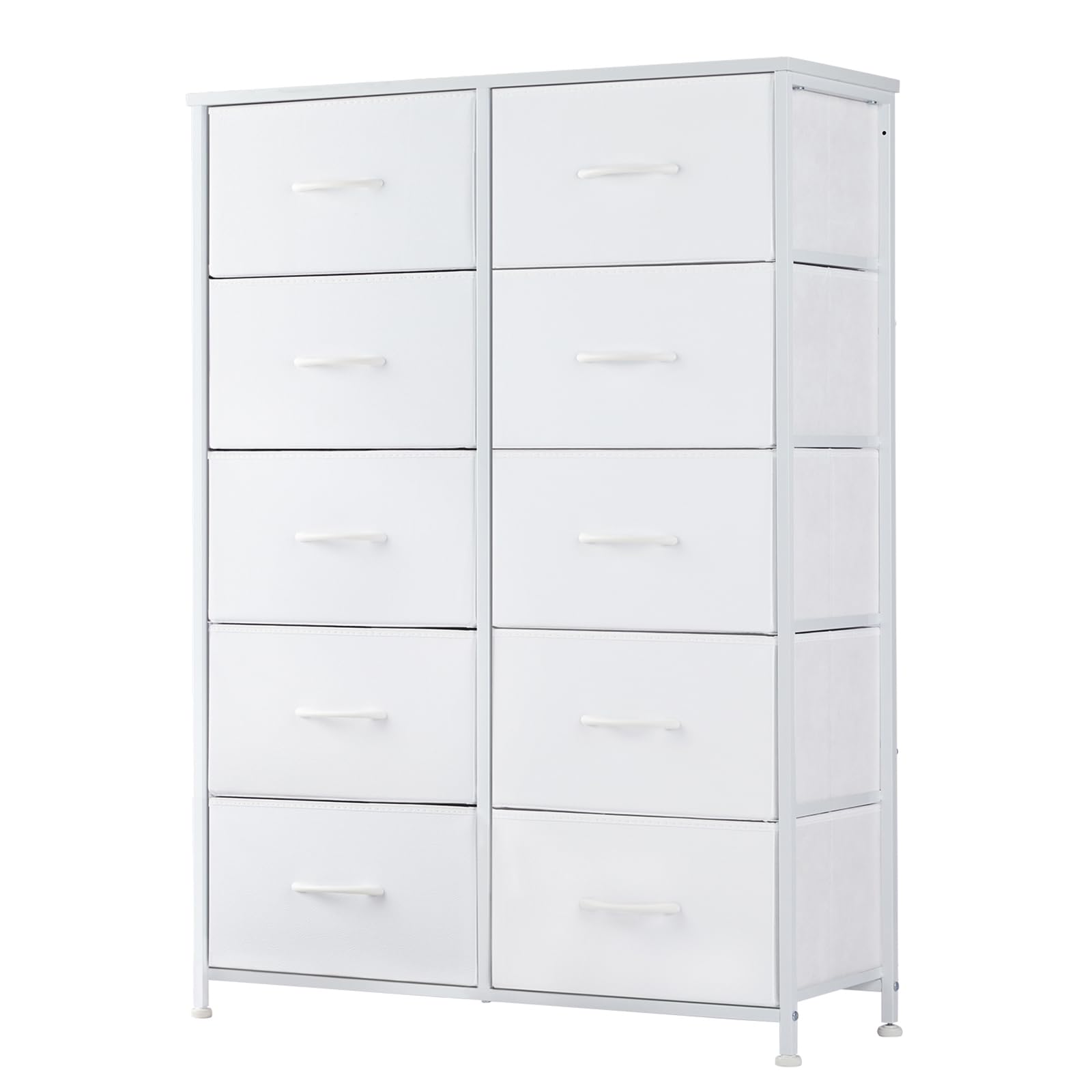 Fabric Dresser Storage Unit with Metal Frame and Wooden Top Chest Organizer