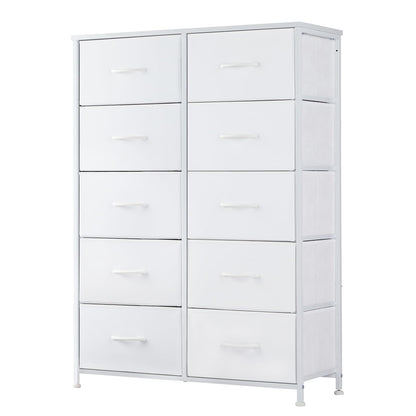Fabric Dresser Storage Unit with Metal Frame and Wooden Top Chest Organizer