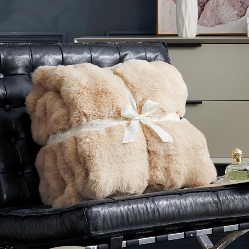 Faux Fur Throw Blanket Soft Plush Bubble Blanket for Couch Sofa Bedroom Living Room