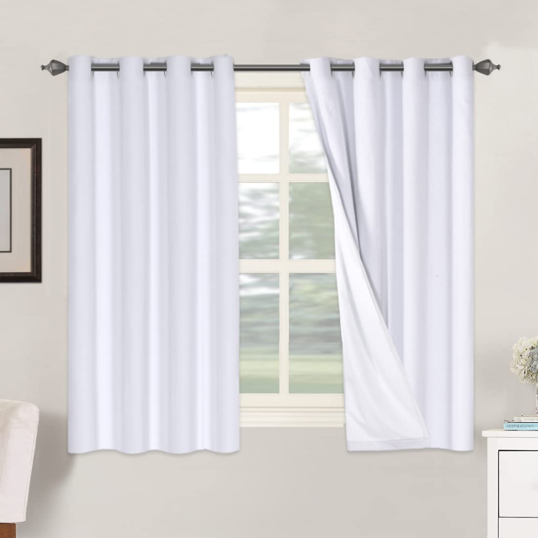 Linen Blackout Curtains Thick Textured Thermal Insulated Extra Wide Grommet Patio Door Drapes