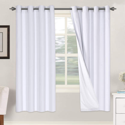 Linen Blackout Curtains Thick Textured Thermal Insulated Extra Wide Grommet Patio Door Drapes