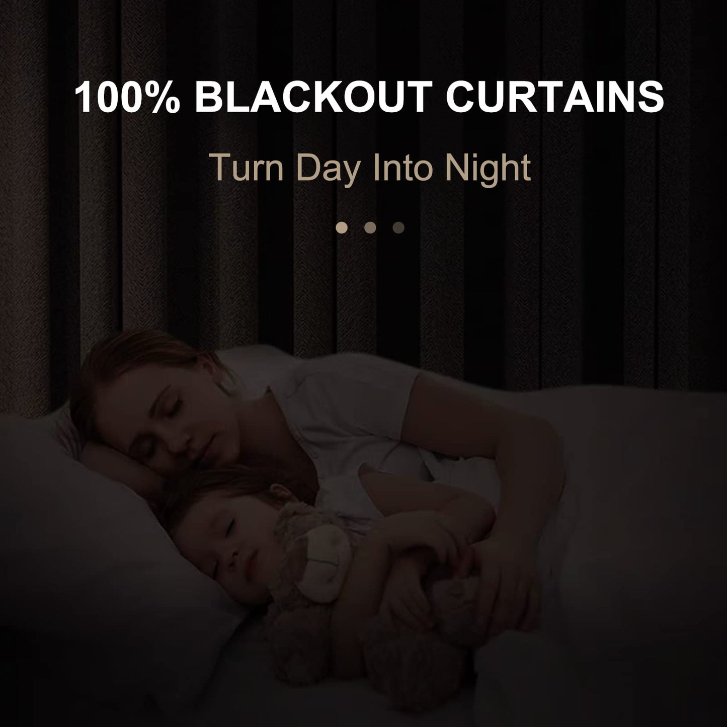100% Blackout Linen Curtains Thermal Insulated Back Tab Rod Pocket Drapes for Bedroom Living Room