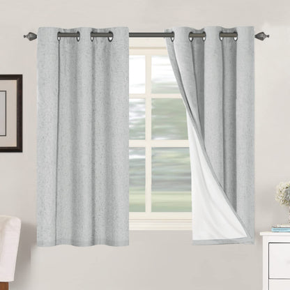 Linen Blackout Curtains Thick Textured Thermal Insulated Extra Wide Grommet Patio Door Drapes