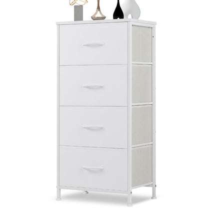 Fabric Dresser Storage Unit with Metal Frame and Wooden Top Chest Organizer