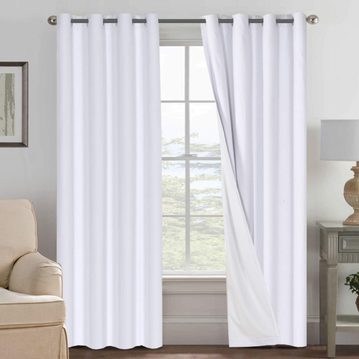 Linen Blackout Curtains Thick Textured Thermal Insulated Extra Wide Grommet Patio Door Drapes