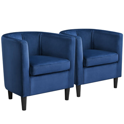 Velvet Armchair with Wide Seat and Wooden Frame for Living Room