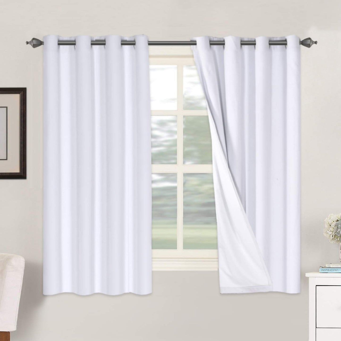 Linen Blackout Curtains Thick Textured Thermal Insulated Extra Wide Grommet Patio Door Drapes