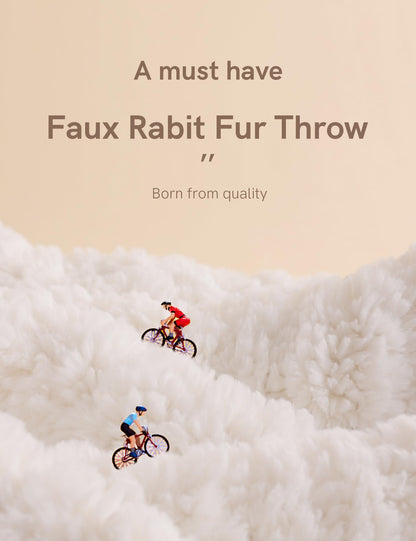 Ultra Soft Faux Rabbit Fur Chunky Knit Throw Blanket Reversible Plush Sofa Bed Decor