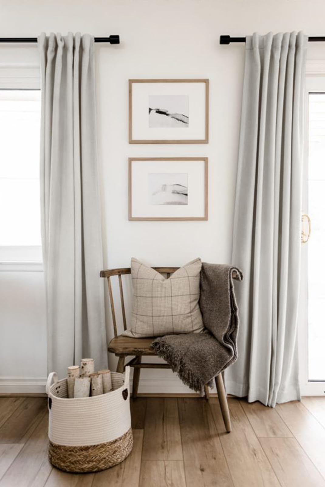 100% Blackout Linen Curtains Thermal Insulated Back Tab Rod Pocket Drapes for Bedroom Living Room