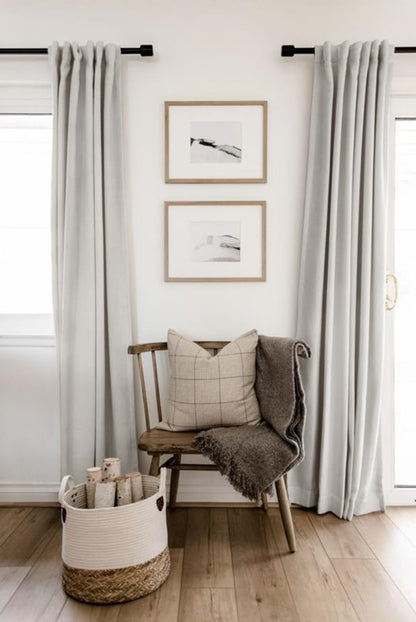 100% Blackout Linen Curtains Thermal Insulated Back Tab Rod Pocket Drapes for Bedroom Living Room