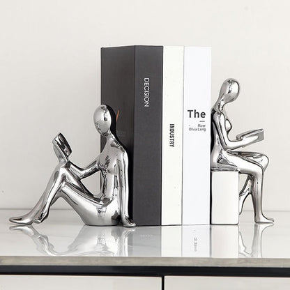 Ceramic Decorative Bookends Set of 2 for Shelves Home Office Bookshelf Decor