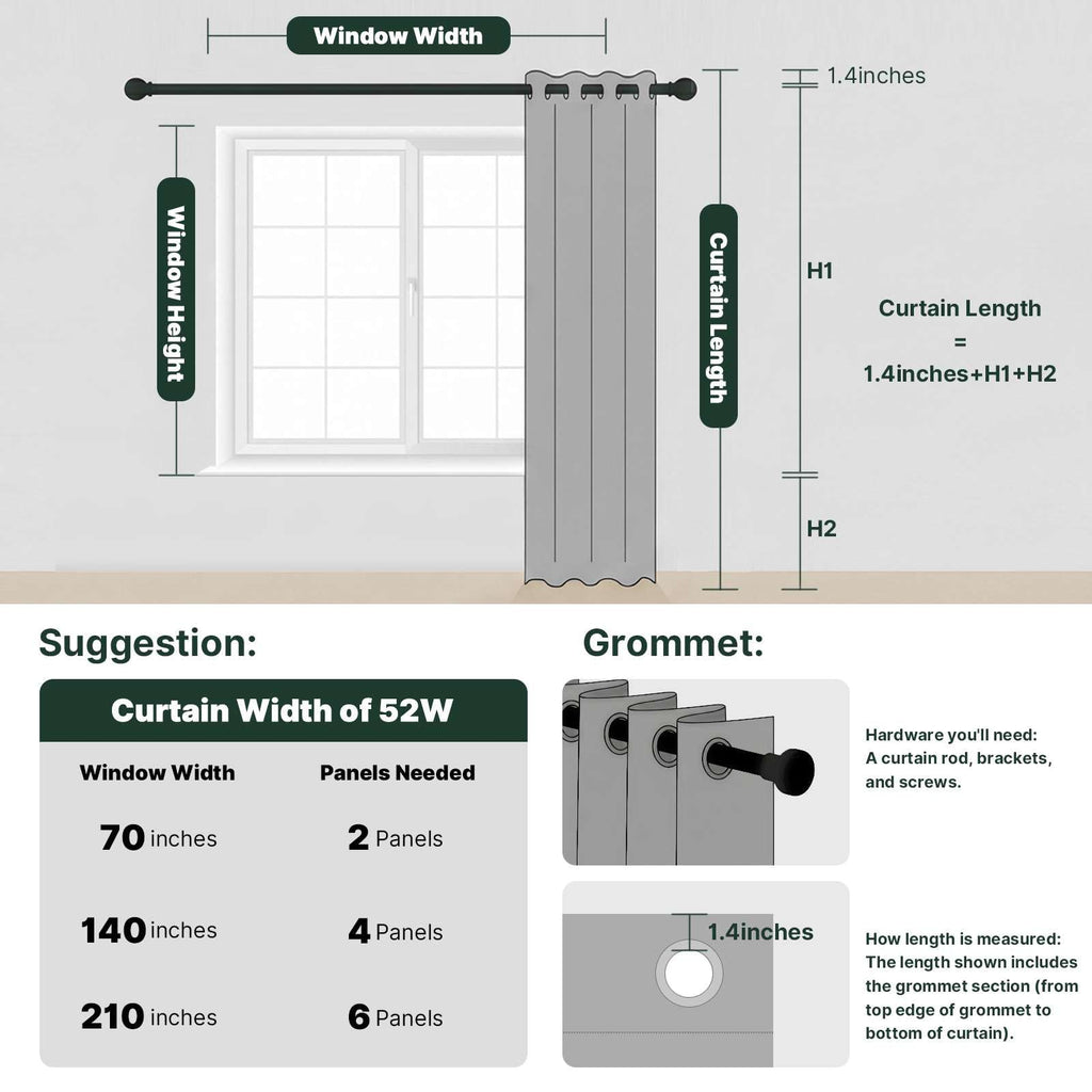 Linen Blackout Curtains Thick Textured Thermal Insulated Extra Wide Grommet Patio Door Drapes