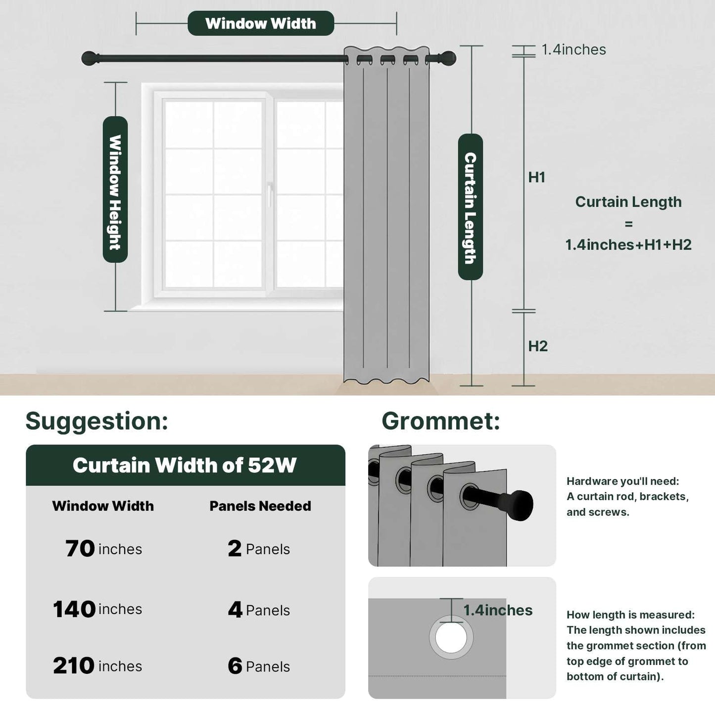 Linen Blackout Curtains Thick Textured Thermal Insulated Extra Wide Grommet Patio Door Drapes