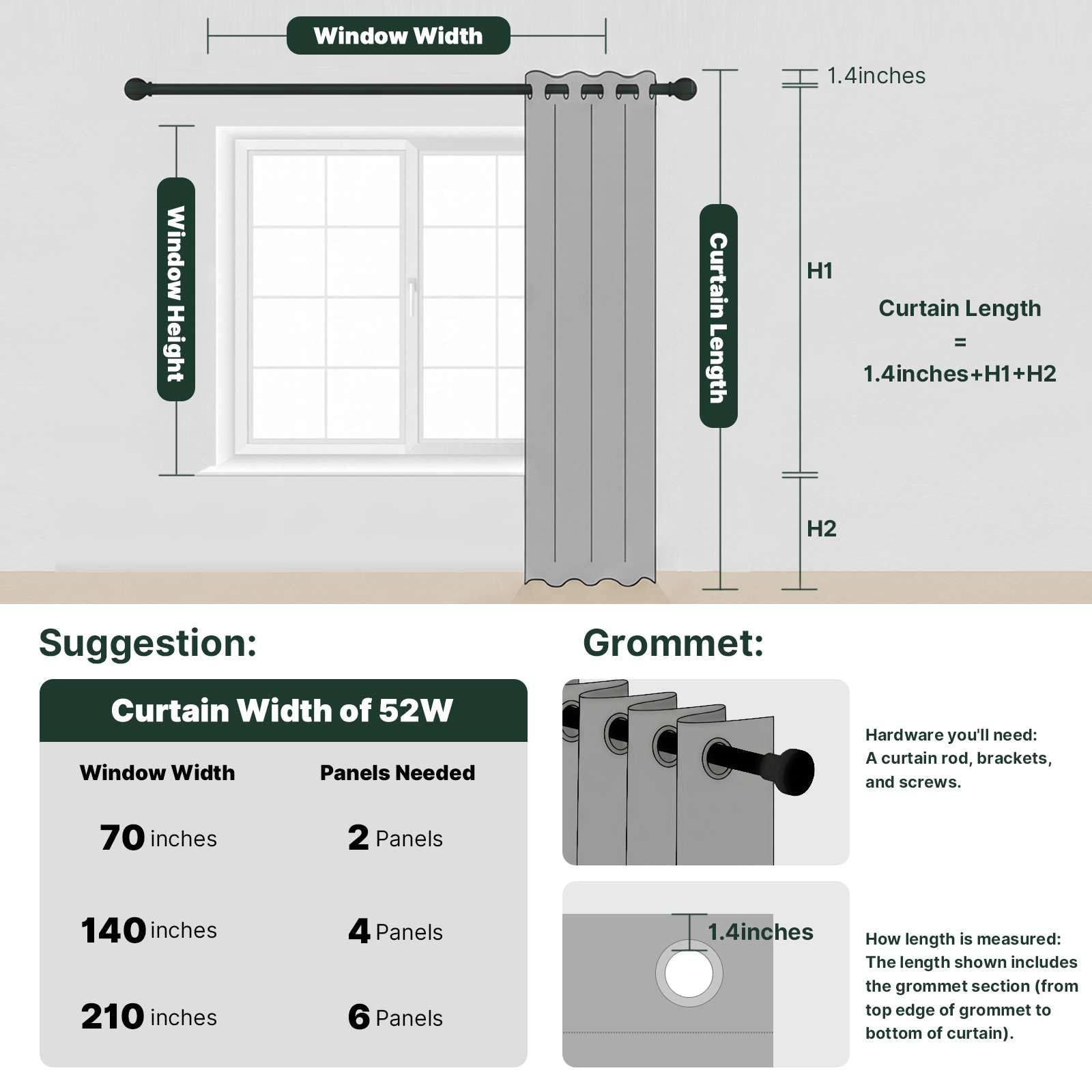 Linen Blackout Curtains Thick Textured Thermal Insulated Extra Wide Grommet Patio Door Drapes