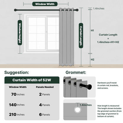 Linen Blackout Curtains Thick Textured Thermal Insulated Extra Wide Grommet Patio Door Drapes
