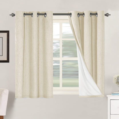Linen Blackout Curtains Thick Textured Thermal Insulated Extra Wide Grommet Patio Door Drapes