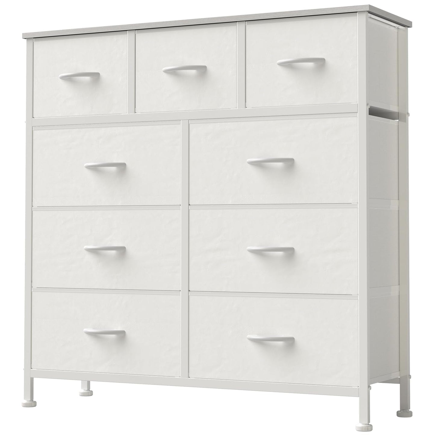 Fabric Dresser Storage Unit with Metal Frame and Wooden Top Chest Organizer