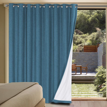 Linen Blackout Curtains Thick Textured Thermal Insulated Extra Wide Grommet Patio Door Drapes