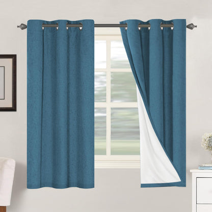 Linen Blackout Curtains Thick Textured Thermal Insulated Extra Wide Grommet Patio Door Drapes