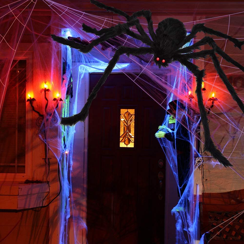 Giant Halloween Spider Web with 59 Inch Spider Indoor Outdoor Haunted House Yard Decoration