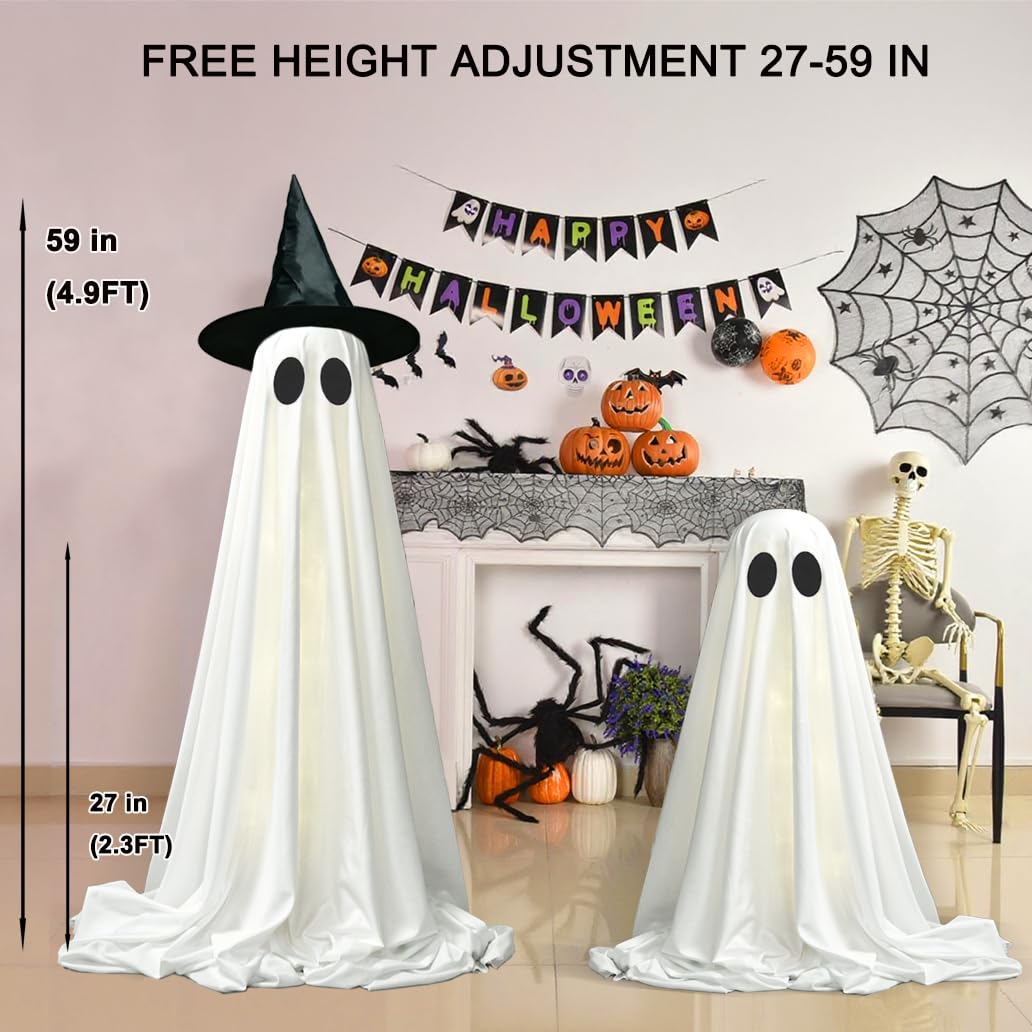 Halloween Ghost LED String Lights with Remote Control Indoor Outdoor Porch Yard Party Decoration 2 Pack