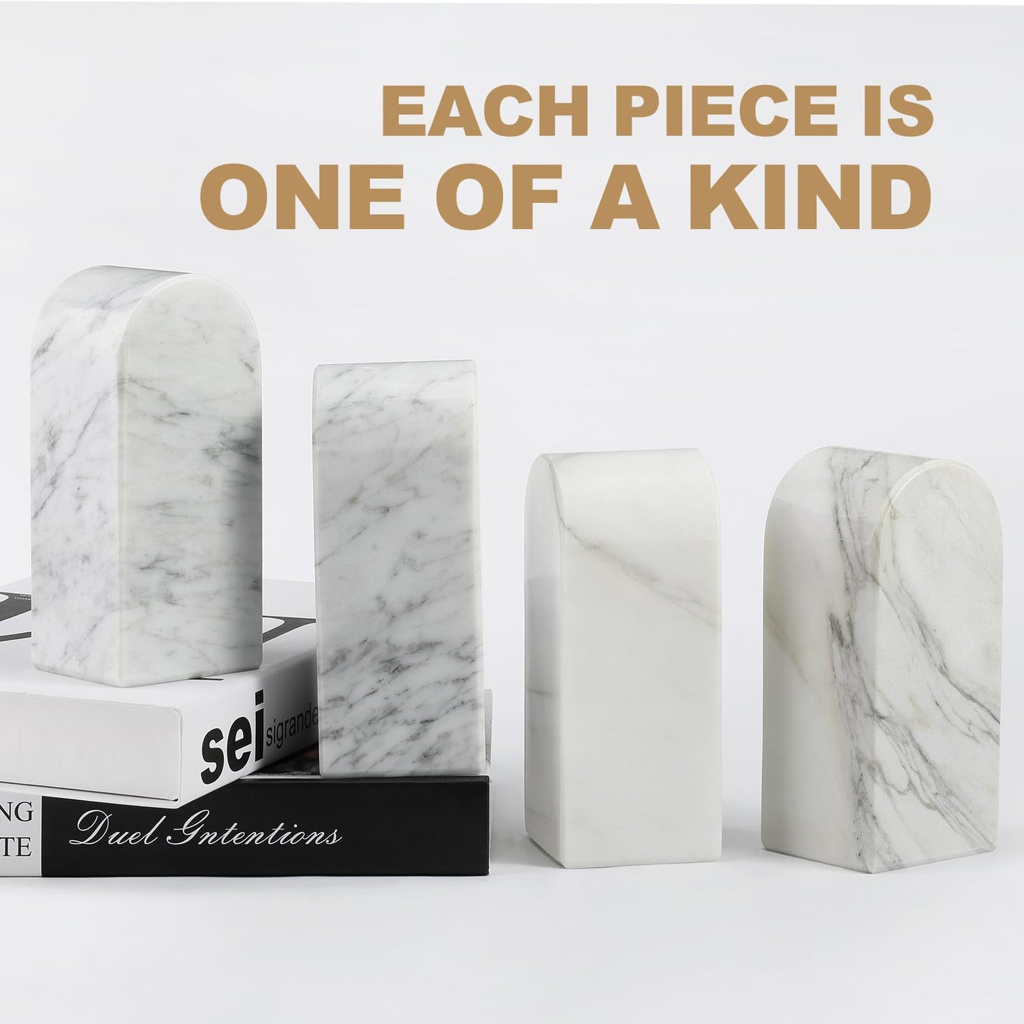 Luxury Marble Bookends Non-Slip Heavy Duty Book Holder Organizer